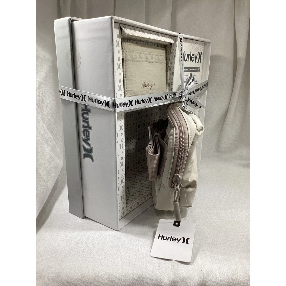 Hurley Womens 2 Piece Gift Set Card Case Adjustable Belt Bag Tan - Picture 3 of 3